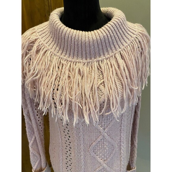 Soft  Chunky Knit Pale  Pink Cowl Neck Sweater Size Medium - Picture 3 of 7